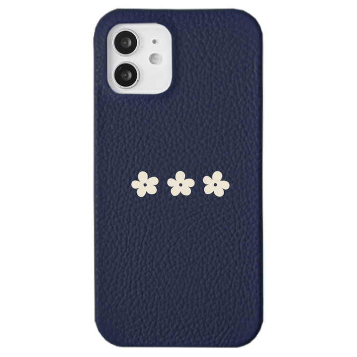 Cuir véritable 32 couleurs cuir italien grainé motif floral 1 coque arrière série iPhone