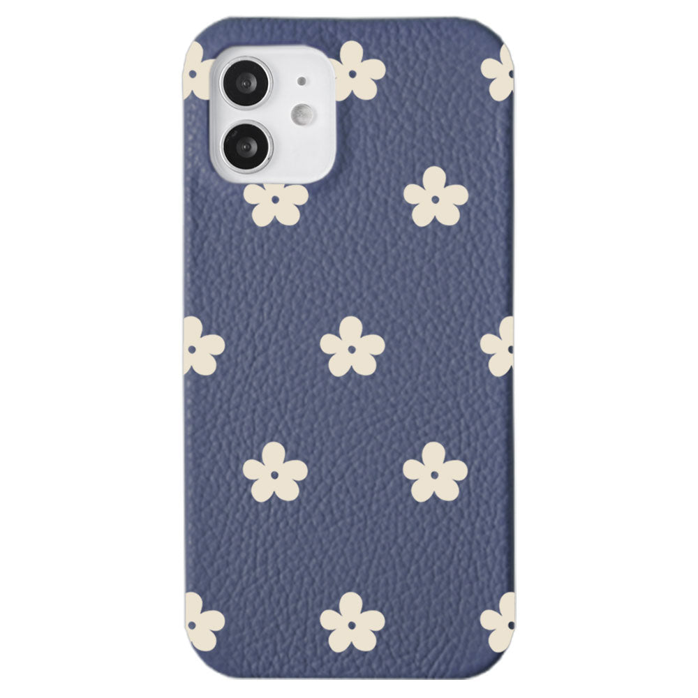 Cuir véritable 32 couleurs cuir italien grainé motif floral 1 coque arrière série iPhone