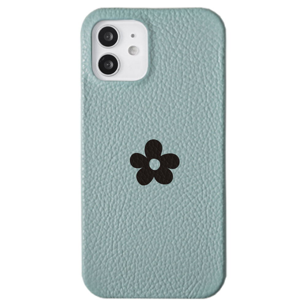 Cuir véritable 32 couleurs cuir italien grainé motif floral 1 coque arrière série iPhone