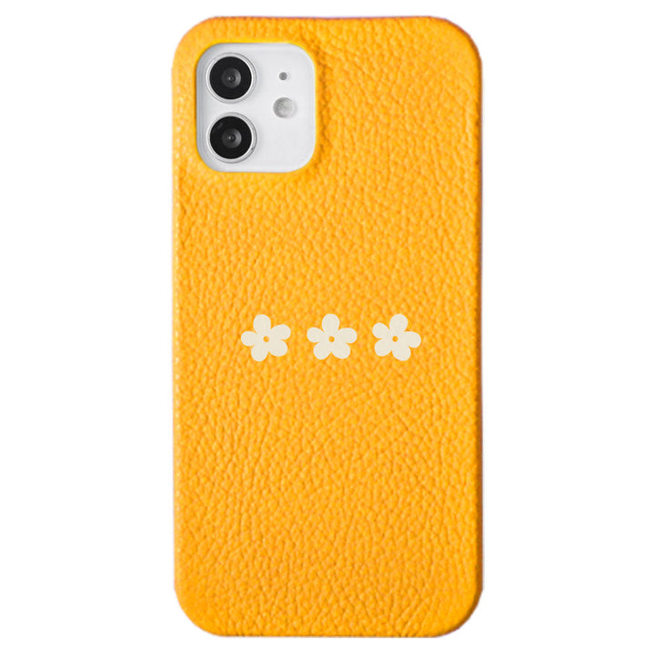 Cuir véritable 32 couleurs cuir italien grainé motif floral 1 coque arrière série iPhone