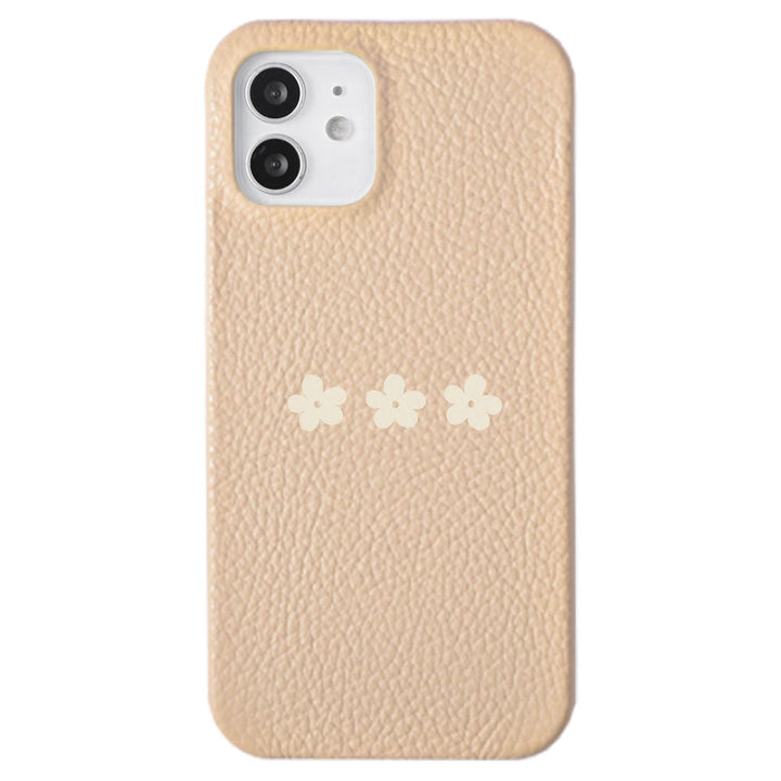 Cuir véritable 32 couleurs cuir italien grainé motif floral 1 coque arrière série iPhone