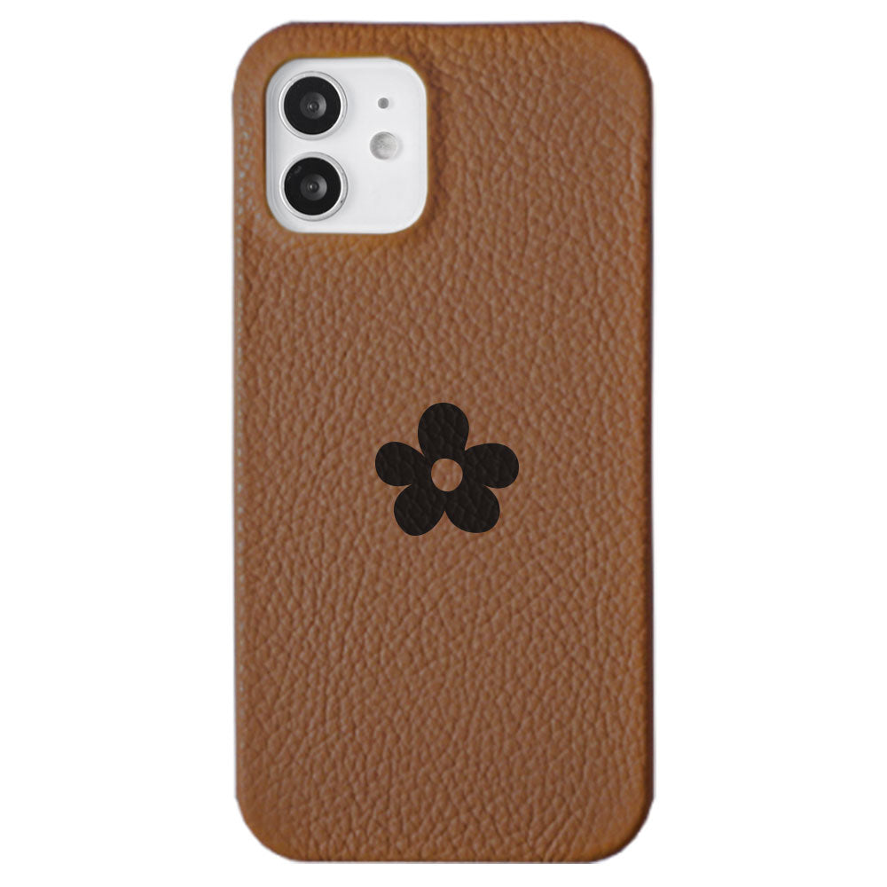 Cuir véritable 32 couleurs cuir italien grainé motif floral 1 coque arrière série iPhone