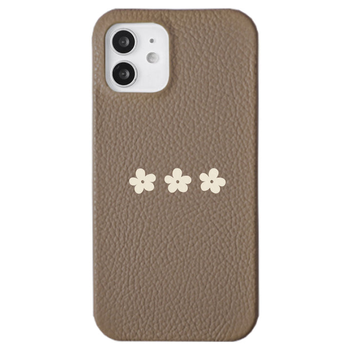 Cuir véritable 32 couleurs cuir italien grainé motif floral 1 coque arrière série iPhone