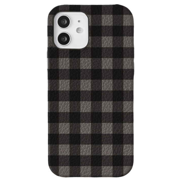 Genuine leather 32 colors Italian shrink leather gingham check pattern back case AQUOS series