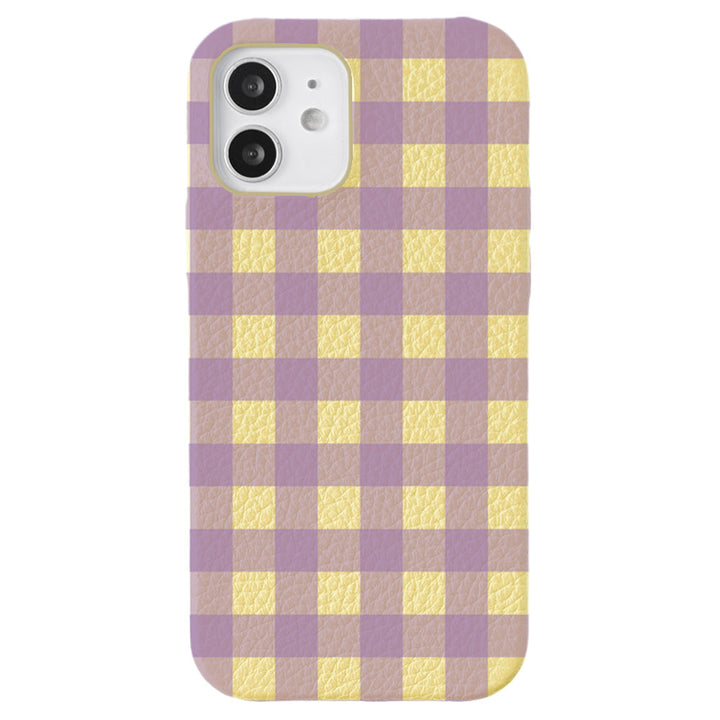 Genuine leather 32 colors Italian shrink leather gingham check pattern back case AQUOS series