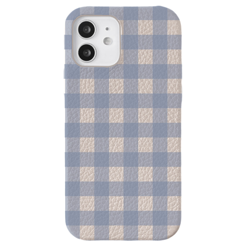 Genuine leather 32 colors Italian shrink leather gingham check pattern back case AQUOS series