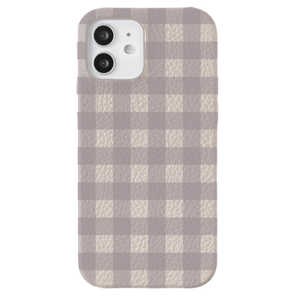 Genuine leather 32 colors Italian shrink leather gingham check pattern back case AQUOS series