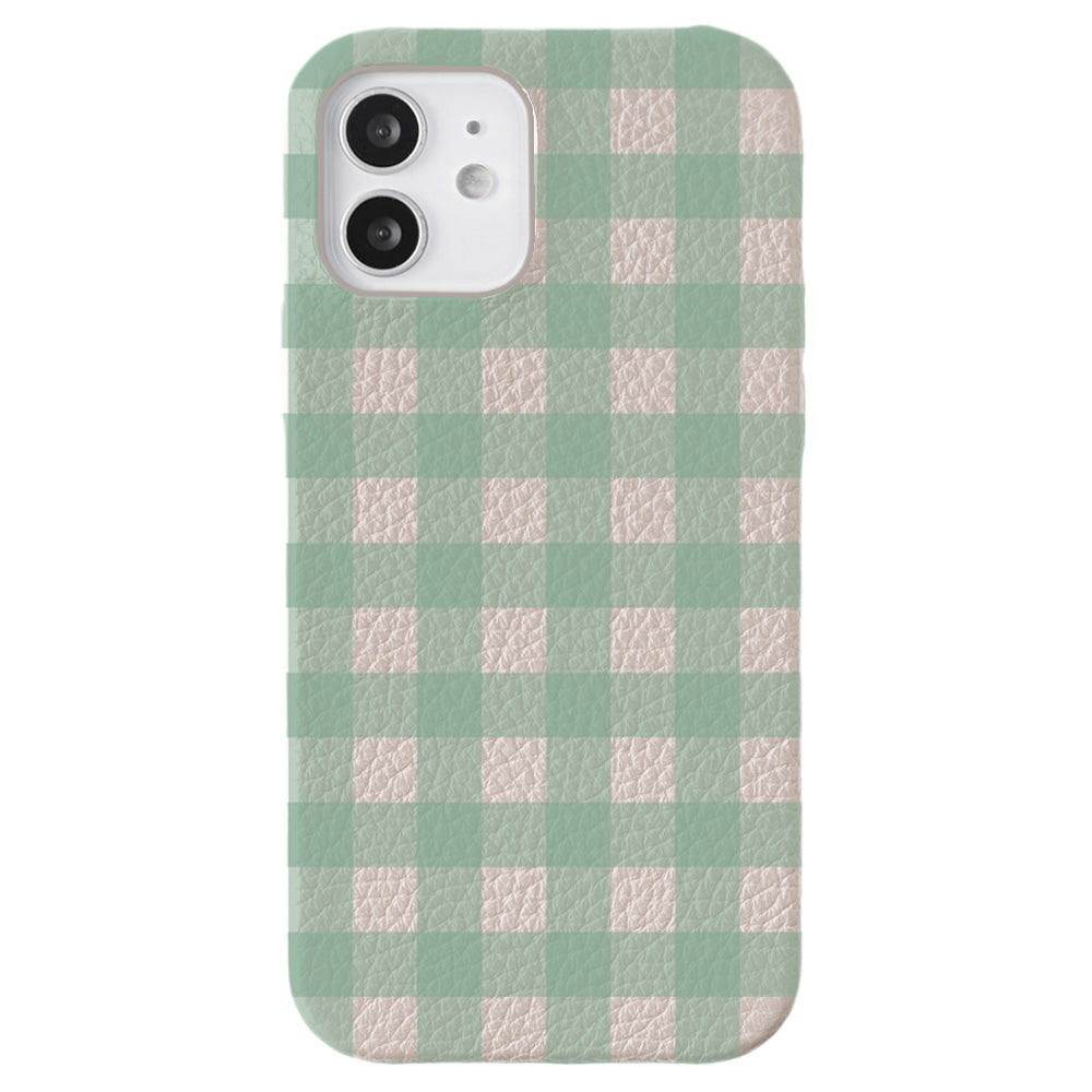 Genuine leather 32 colors Italian shrink leather gingham check pattern back case AQUOS series