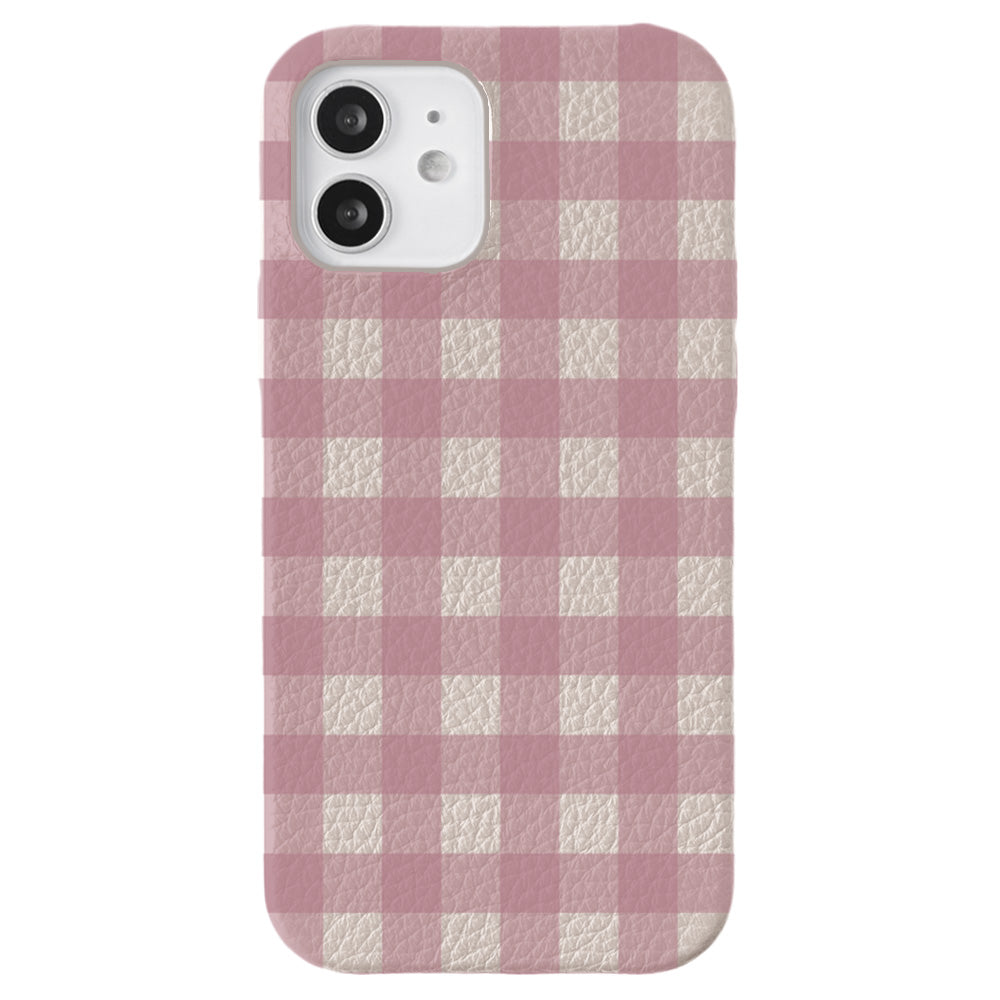 Cuir véritable 32 couleurs cuir italien grainé motif vichy coque arrière Google Pixel série