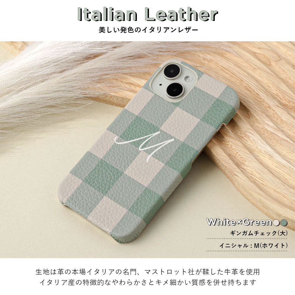 Genuine leather 32 colors Italian shrink leather gingham check pattern back case AQUOS series