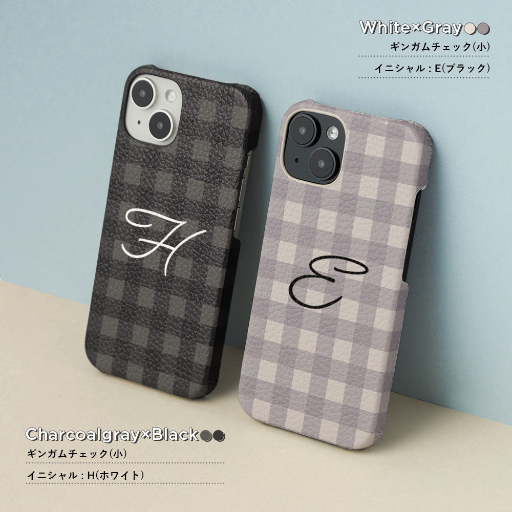 Genuine leather 32 colors Italian shrink leather gingham check pattern back case AQUOS series