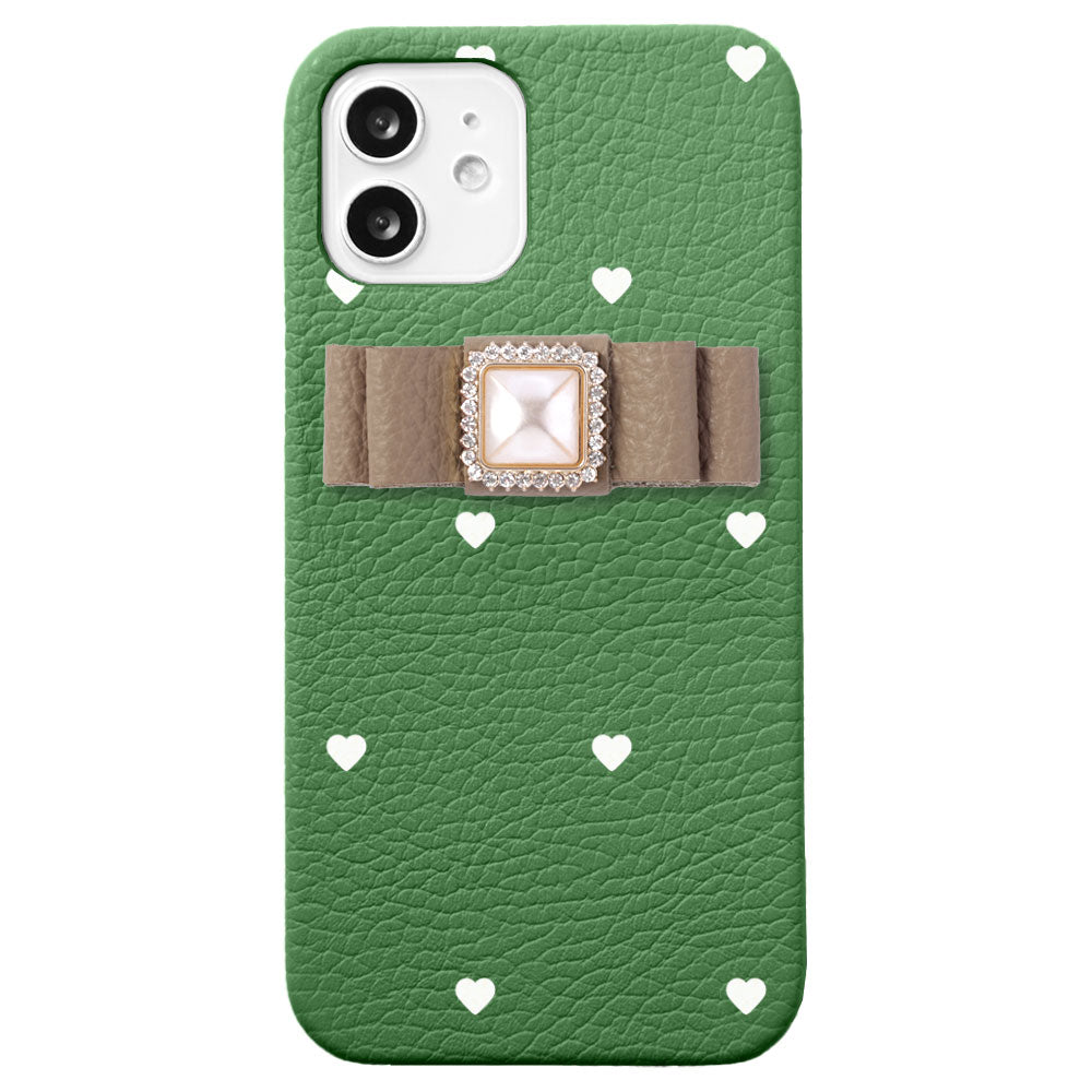 Genuine leather 32 colors Italian shrink leather heart pattern ribbon decoration back case Google Pixel series