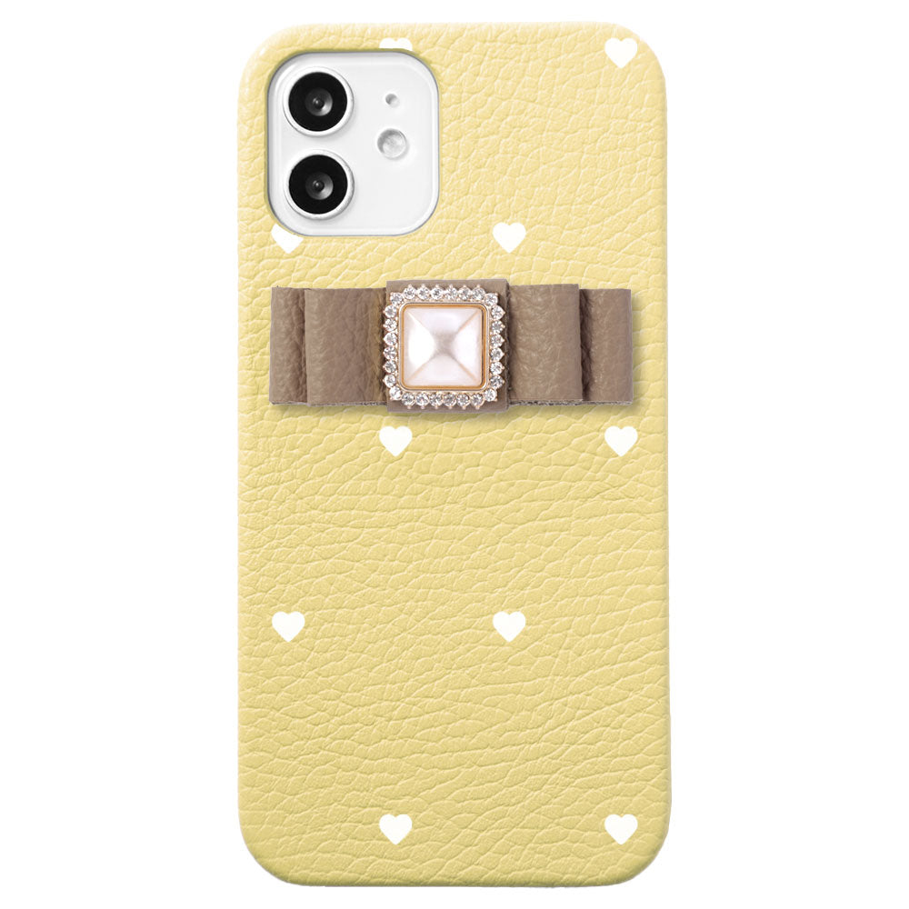 Cuir véritable 32 couleurs cuir italien grainé motif cœur décoration ruban coque arrière série Xperia