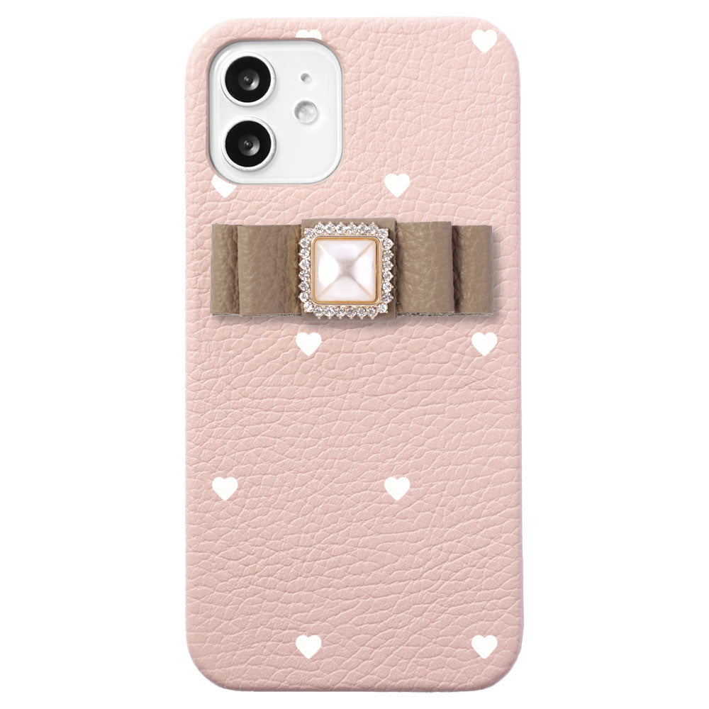 Cuir véritable 32 couleurs cuir italien grainé motif cœur décoration ruban coque arrière série Xperia