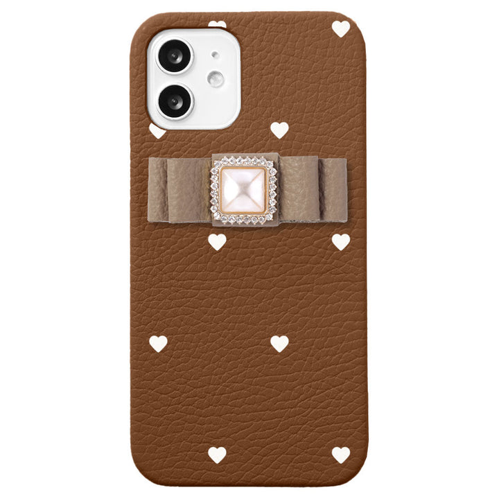 Genuine leather 32 colors Italian shrink leather heart pattern ribbon decoration back case Google Pixel series