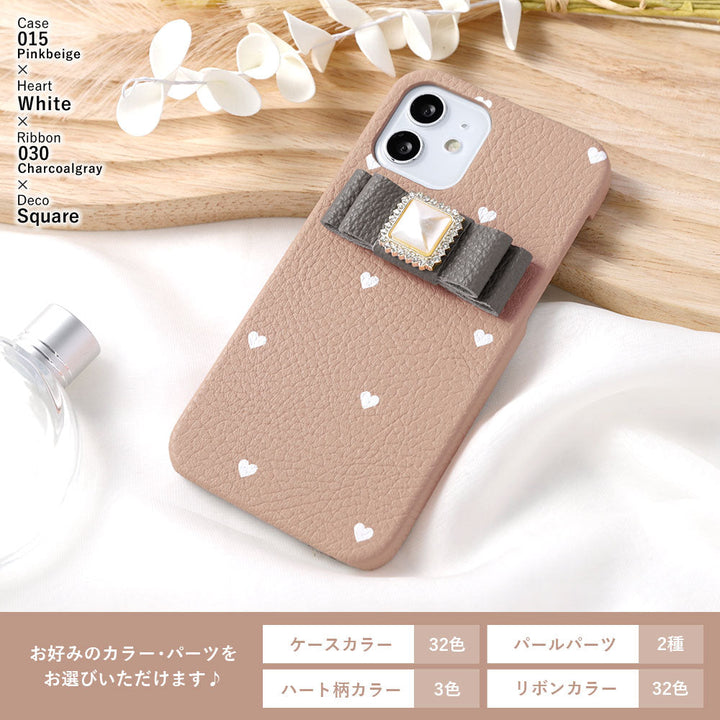 Genuine leather 32 colors Italian shrink leather heart pattern ribbon decoration back case Google Pixel series