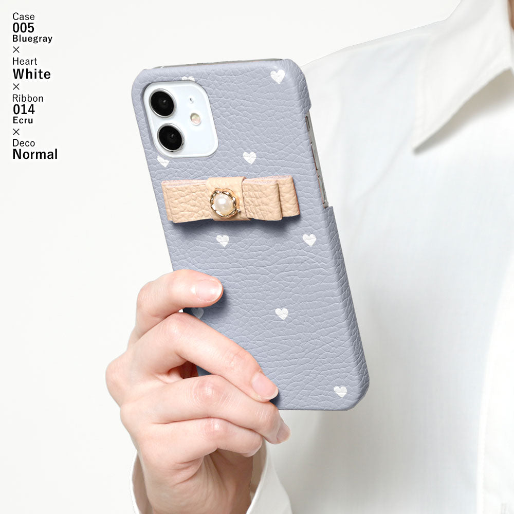 Cuir véritable 32 couleurs cuir italien grainé motif cœur décoration ruban coque arrière série Xperia