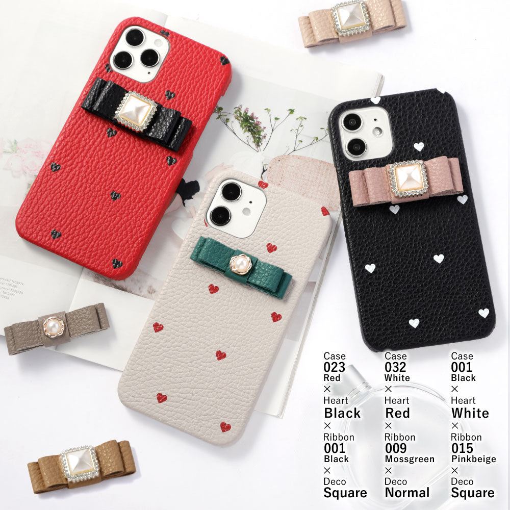 Genuine leather 32 colors Italian shrink leather heart pattern ribbon decoration back case Google Pixel series