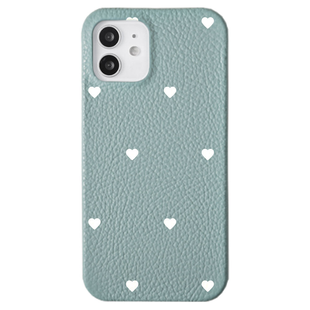 Cuir véritable 32 couleurs cuir italien grainé motif cœur coque arrière série Galaxy