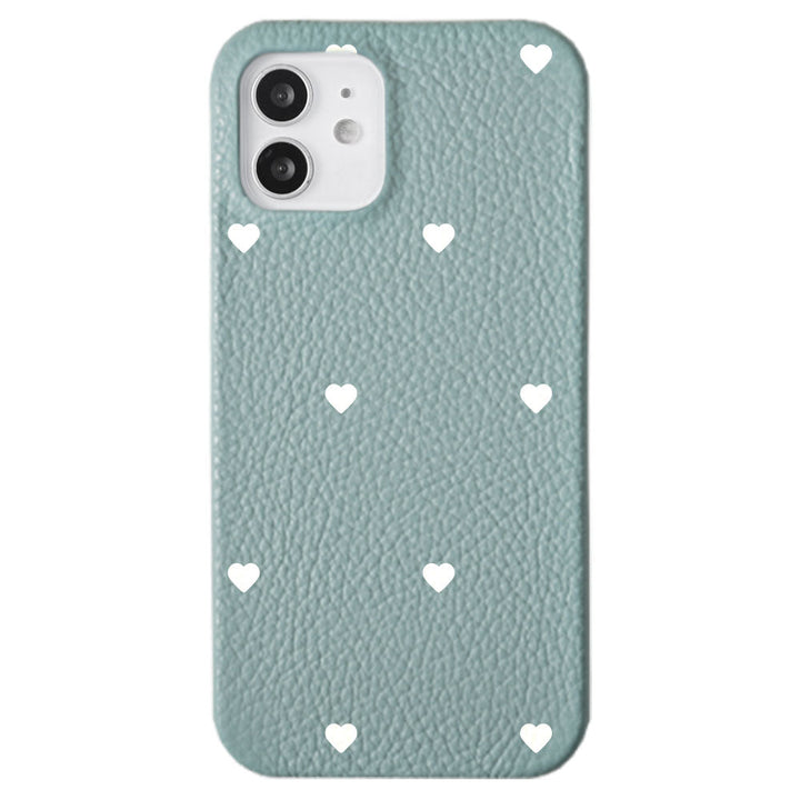Cuir véritable 32 couleurs cuir italien grainé motif cœur coque arrière série Galaxy