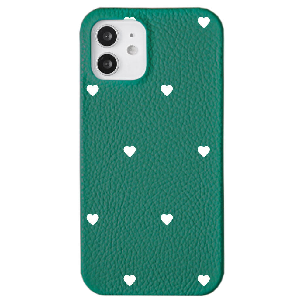 Cuir véritable 32 couleurs cuir italien grainé motif cœur coque arrière série Galaxy