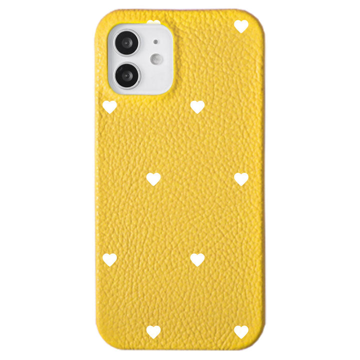 Cuir véritable 32 couleurs cuir italien grainé motif cœur coque arrière série Galaxy