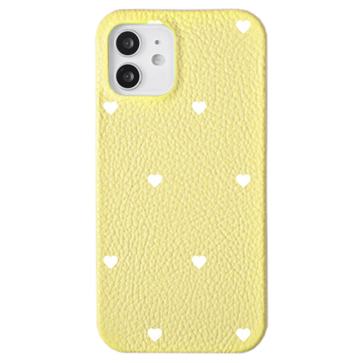 Cuir véritable 32 couleurs cuir italien grainé motif cœur coque arrière série Galaxy