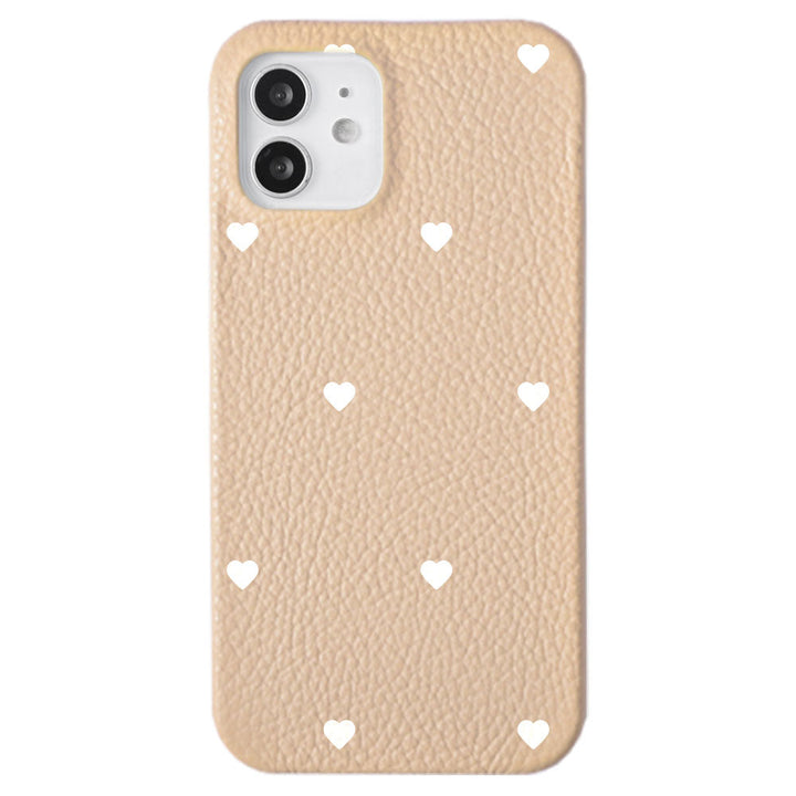 Cuir véritable 32 couleurs cuir italien grainé motif cœur coque arrière série Galaxy