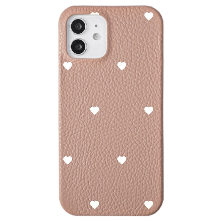 Cuir véritable 32 couleurs cuir italien grainé motif cœur coque arrière série Galaxy