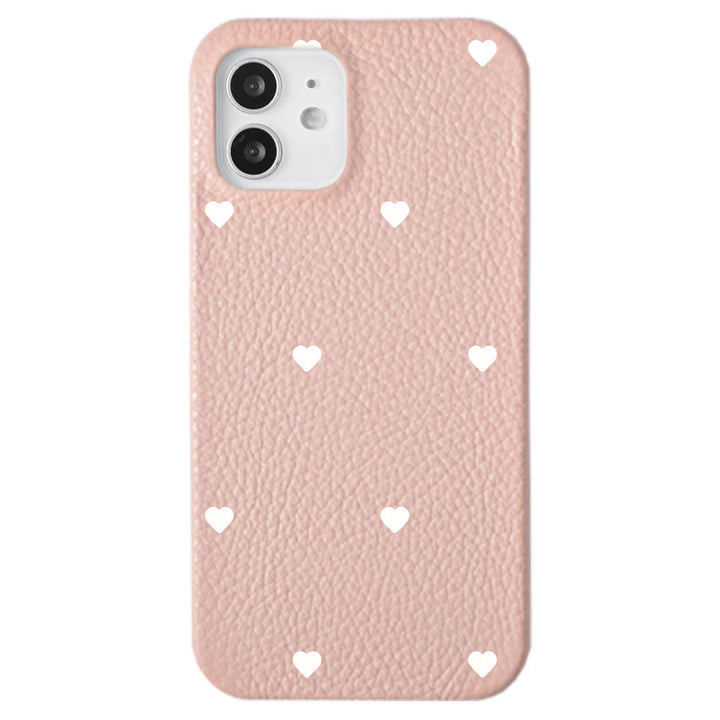 Cuir véritable 32 couleurs cuir italien grainé motif cœur coque arrière série Galaxy