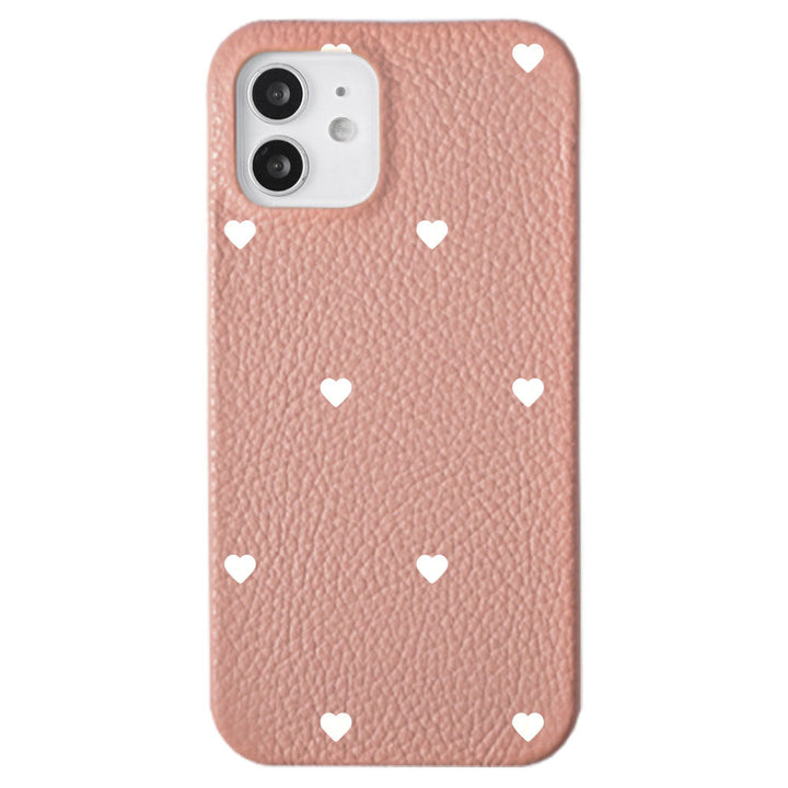 Cuir véritable 32 couleurs cuir italien grainé motif cœur coque arrière série Galaxy
