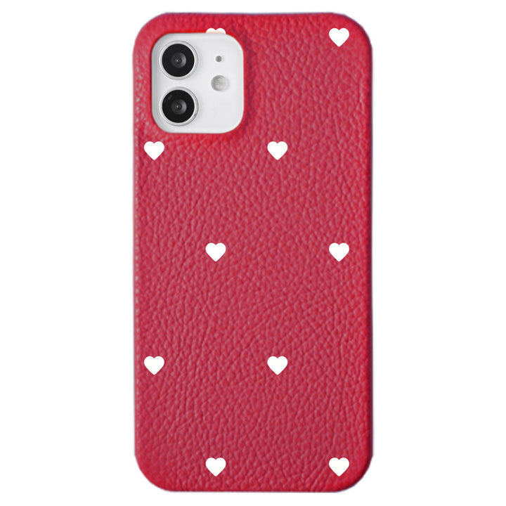 Cuir véritable 32 couleurs cuir italien grainé motif cœur coque arrière série Galaxy