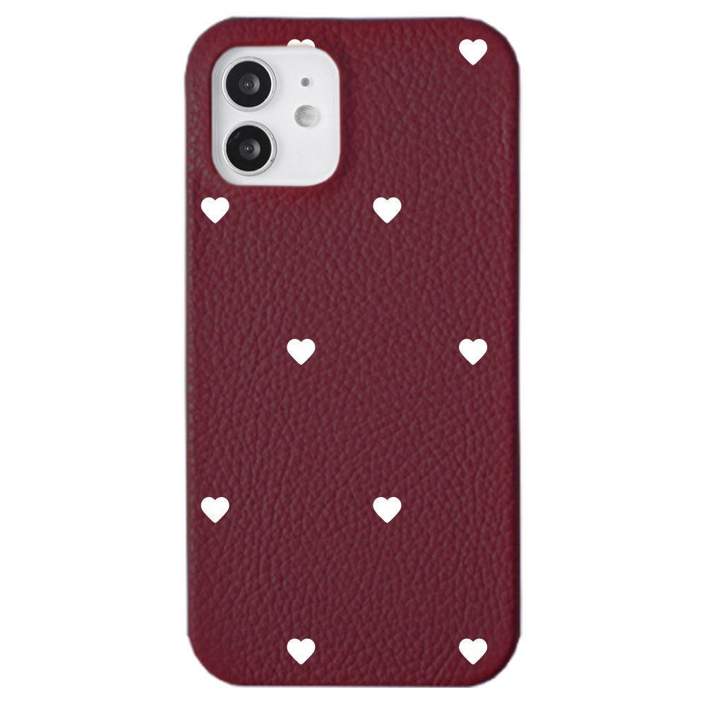 Cuir véritable 32 couleurs cuir italien grainé motif cœur coque arrière série Galaxy