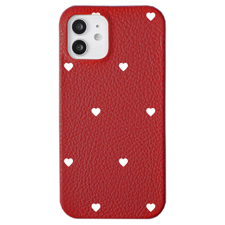 Cuir véritable 32 couleurs cuir italien grainé motif cœur coque arrière série Galaxy