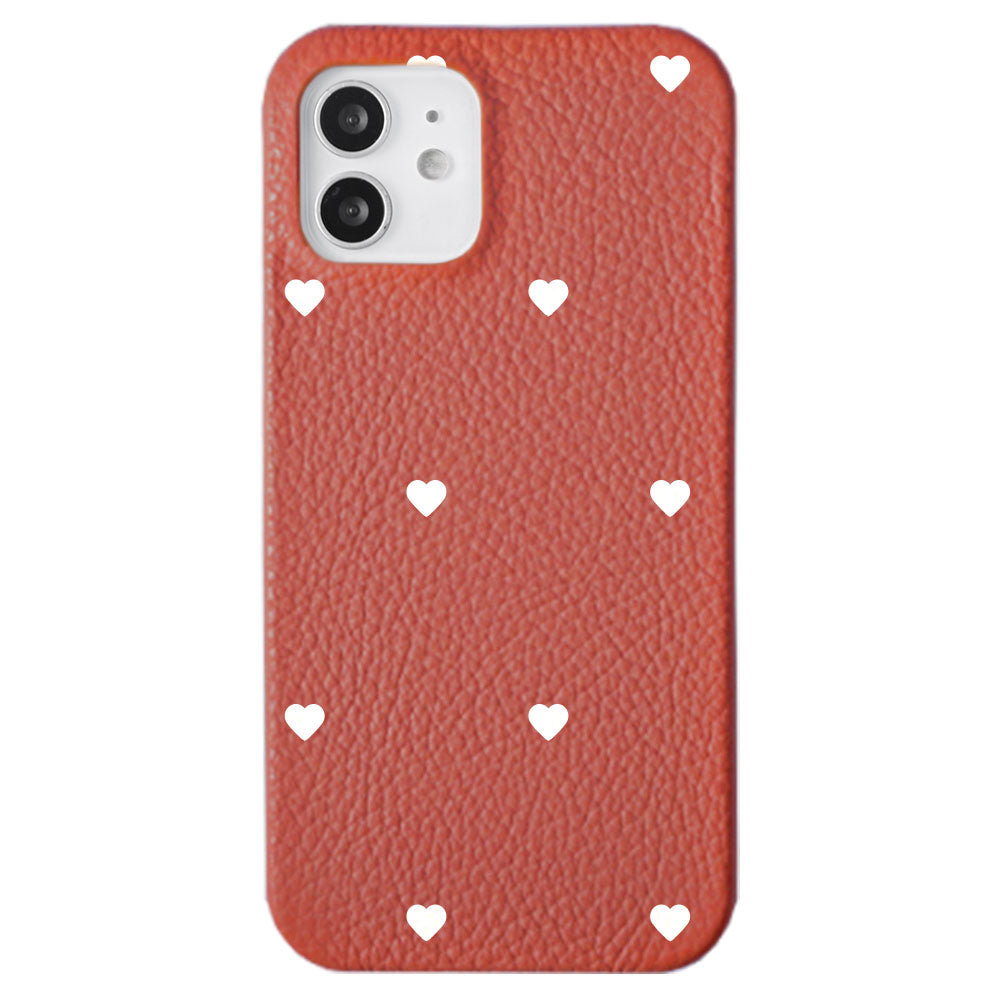 Cuir véritable 32 couleurs cuir italien grainé motif cœur coque arrière série Galaxy