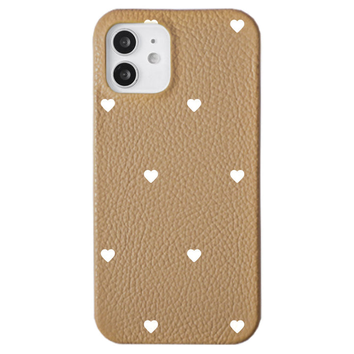 本革 32色 イタリアンシュリンクレザー ハート柄 背面ケース Xperiaシリーズ