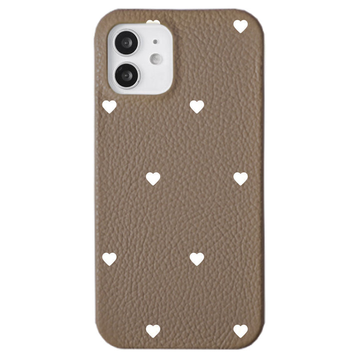 Cuir véritable 32 couleurs cuir italien grainé motif cœur coque arrière série Galaxy