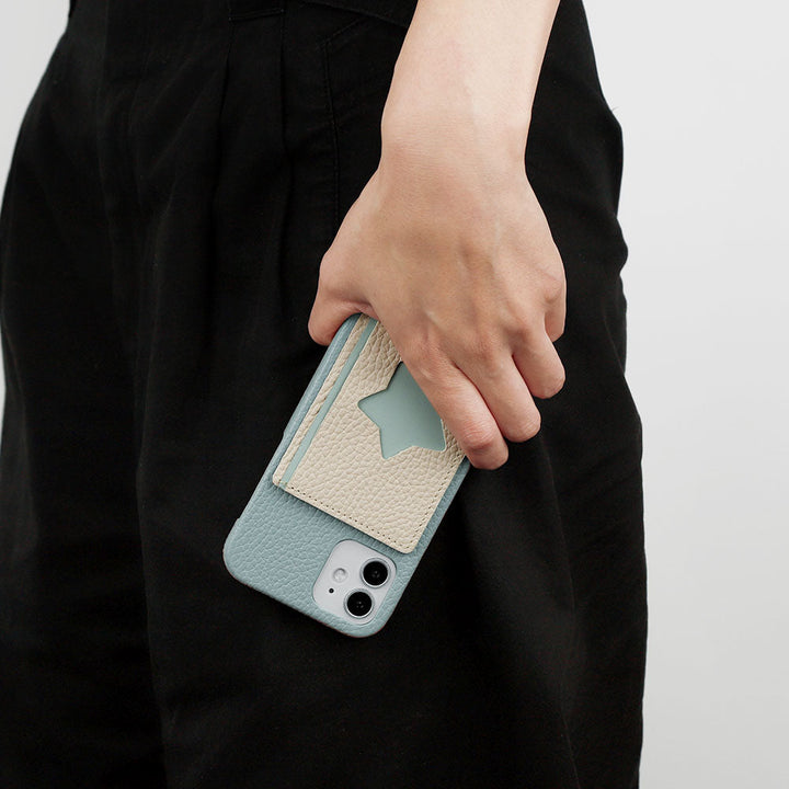 Genuine leather 32 colors Italian shrink leather with photo holder card case with back case AQUOS series