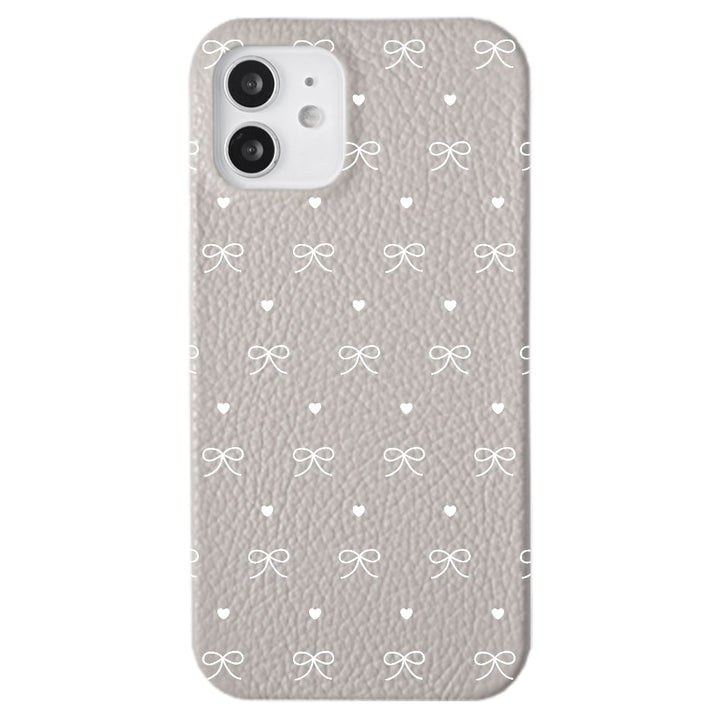 Genuine leather 32 colors Italian shrink leather heart & ribbon pattern back case