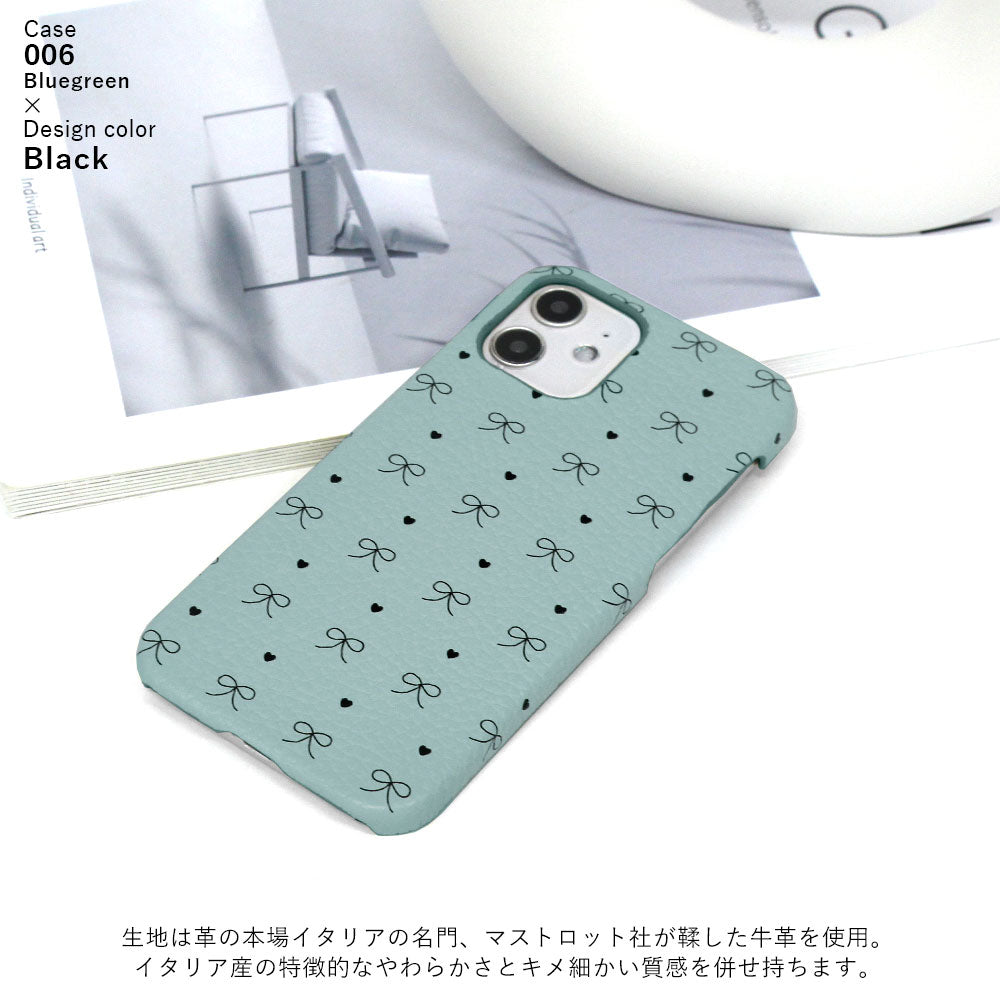 Genuine leather 32 colors Italian shrink leather heart & ribbon pattern back case