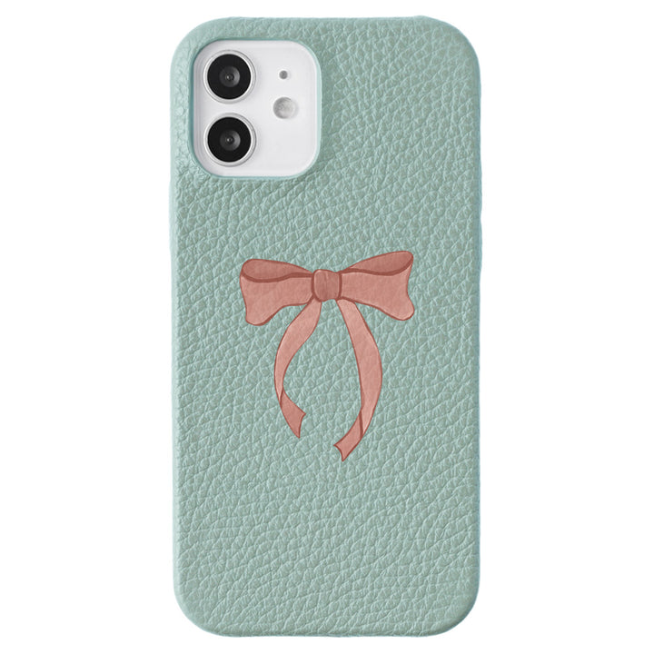 Genuine leather 32 colors Italian shrink leather ribbon pattern back case