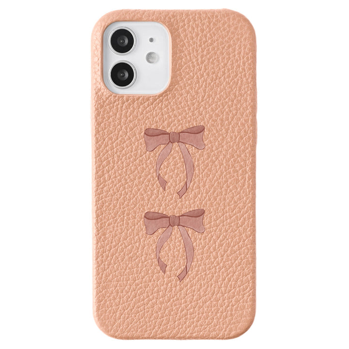 Genuine leather 32 colors Italian shrink leather ribbon pattern back case iPhone series