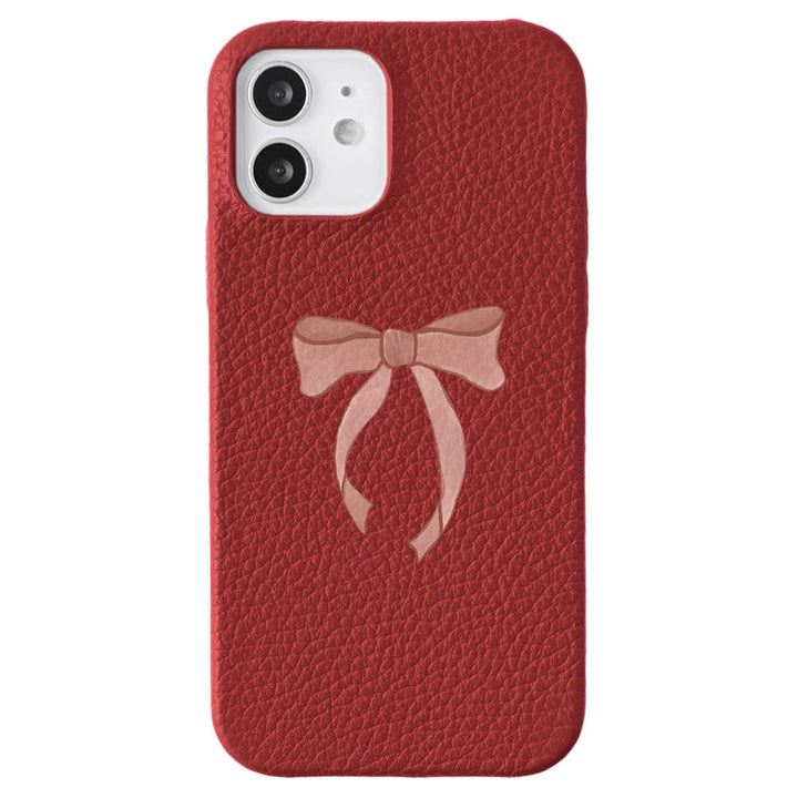 Genuine leather 32 colors Italian shrink leather ribbon pattern back case iPhone series