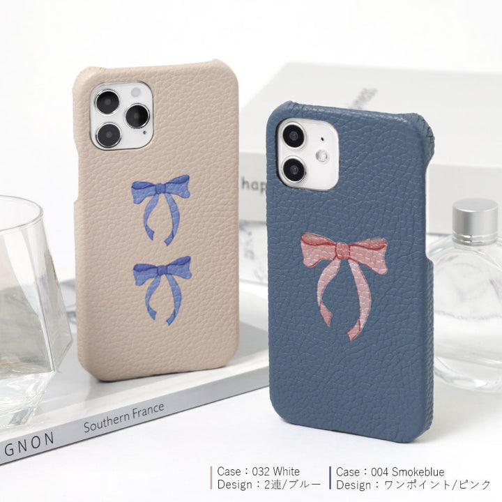 Genuine leather 32 colors Italian shrink leather ribbon pattern back case iPhone series