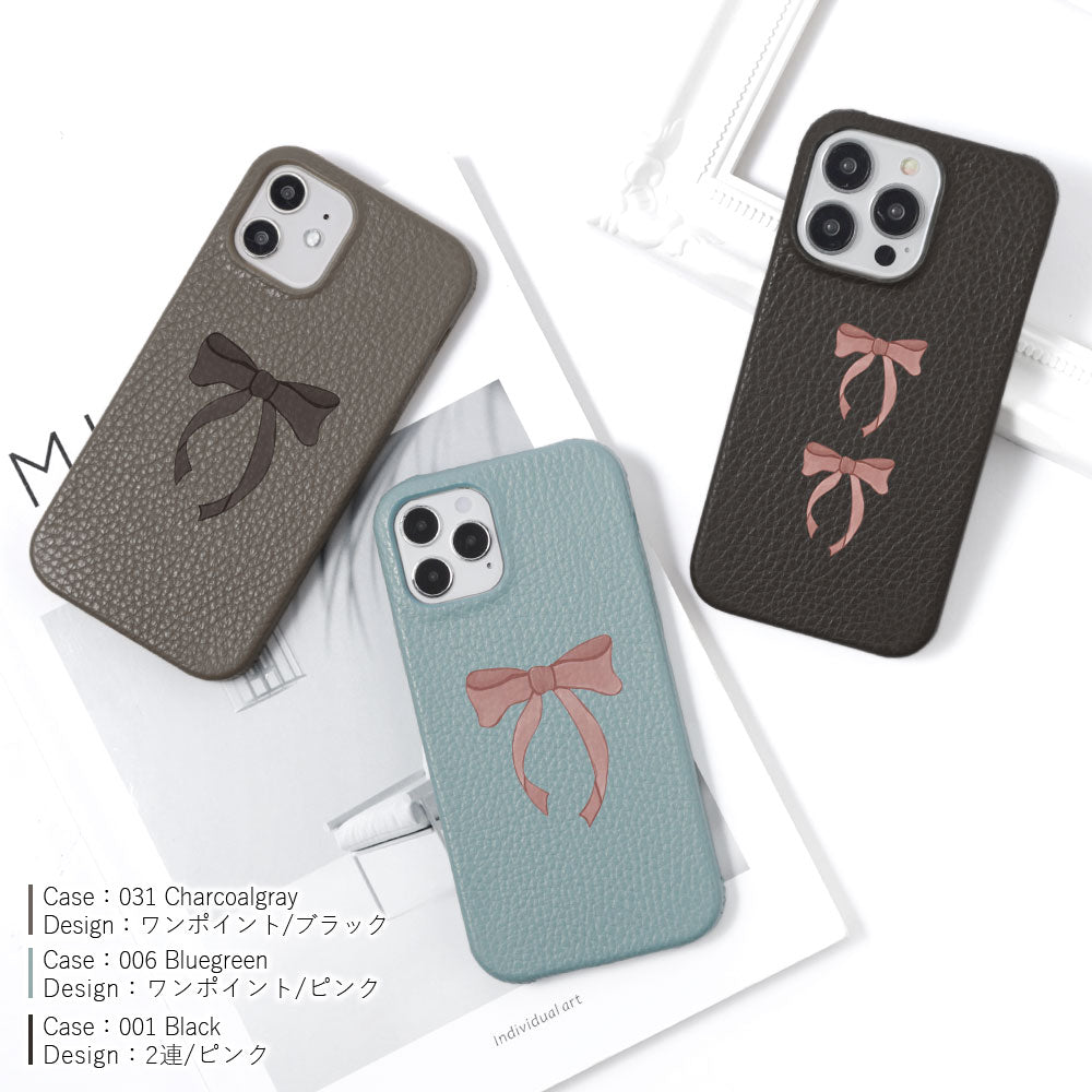 Genuine leather 32 colors Italian shrink leather ribbon pattern back case iPhone series