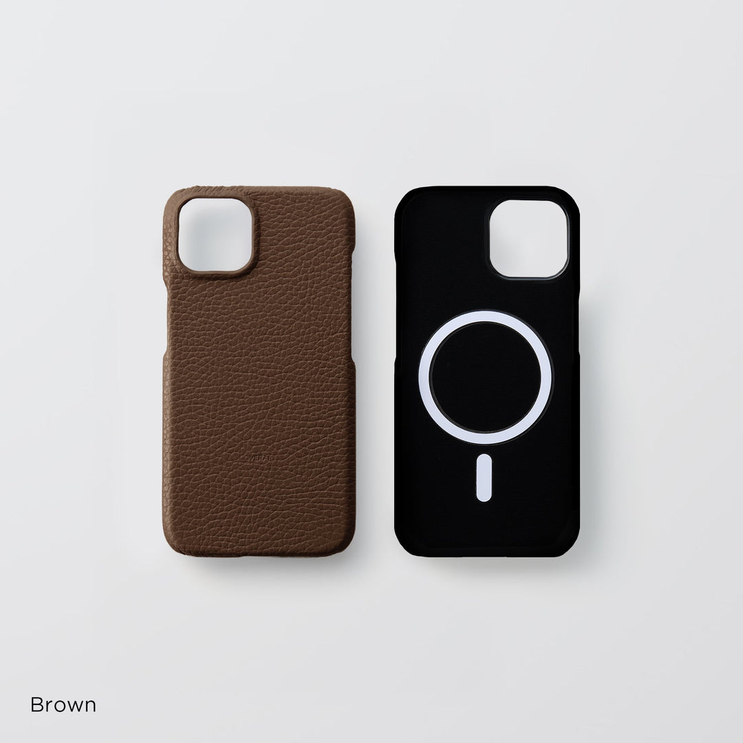 Genuine Leather, 32 Colors, Italian Shrunken Leather, MagSafe Compatible, Shock-Absorbing Back Case for iPhone Series