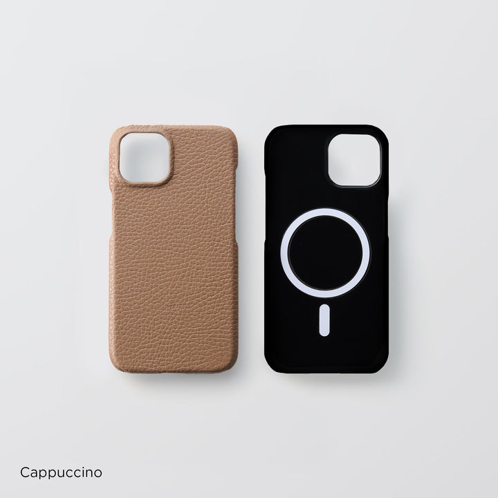 Genuine Leather, 32 Colors, Italian Shrunken Leather, MagSafe Compatible, Shock-Absorbing Back Case for iPhone Series