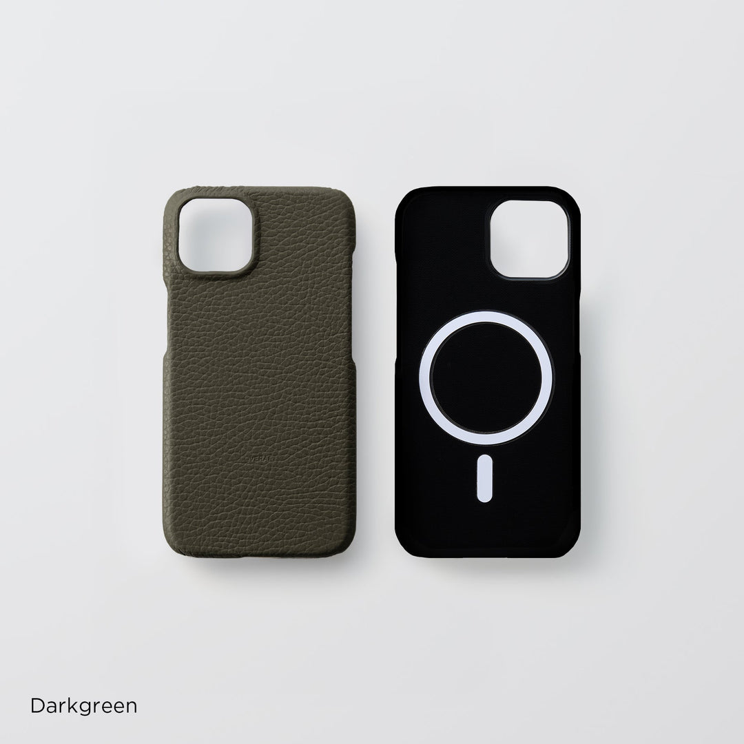 Genuine Leather, 32 Colors, Italian Shrunken Leather, MagSafe Compatible, Shock-Absorbing Back Case for iPhone Series