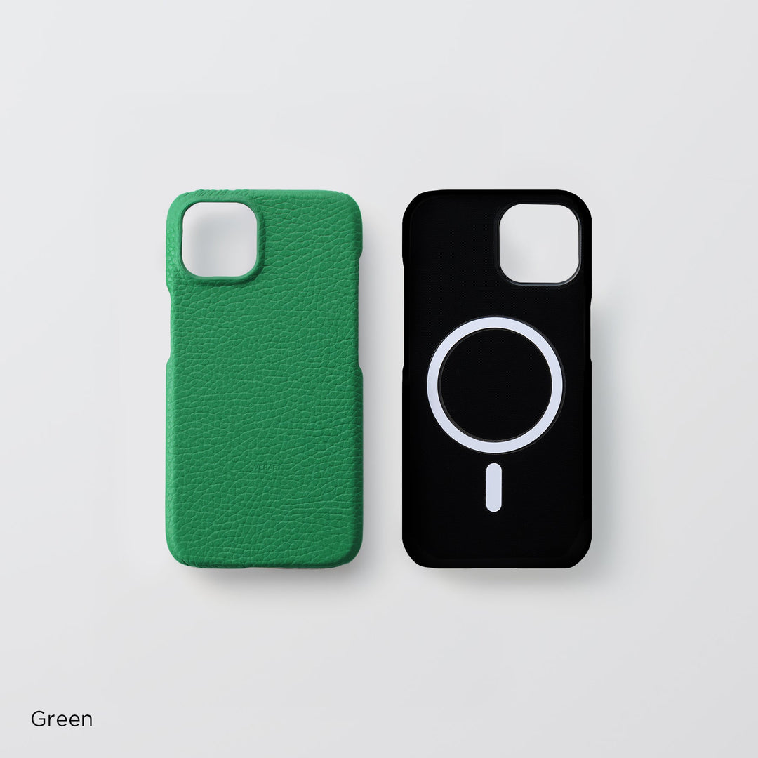 Genuine Leather, 32 Colors, Italian Shrunken Leather, MagSafe Compatible, Shock-Absorbing Back Case for iPhone Series