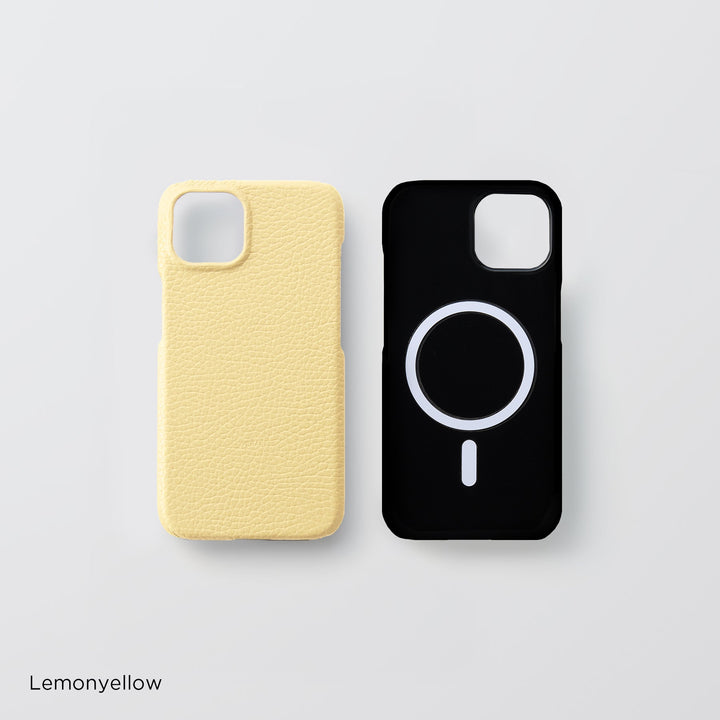 Genuine Leather, 32 Colors, Italian Shrunken Leather, MagSafe Compatible, Shock-Absorbing Back Case for iPhone Series